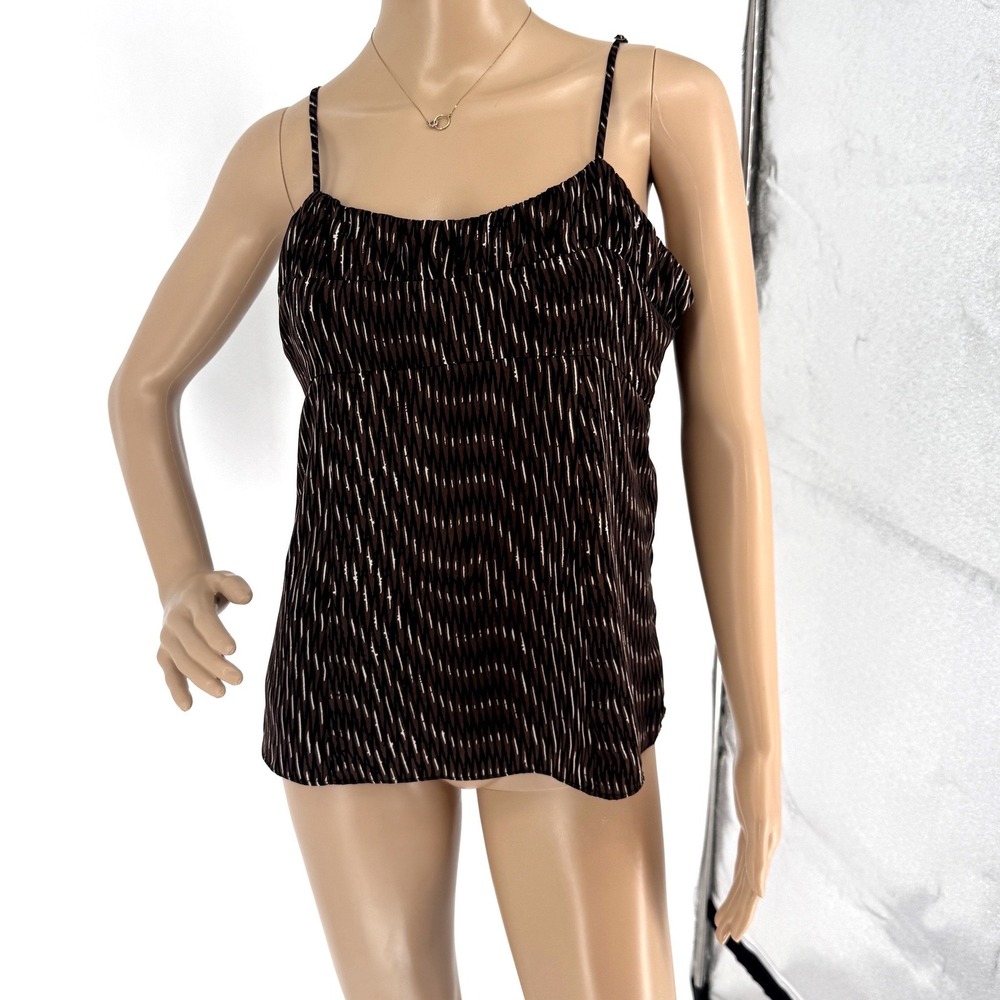 Banana Republic Womens Brown Ikat Print Empire Waist Camisole Top Size 8 Zip